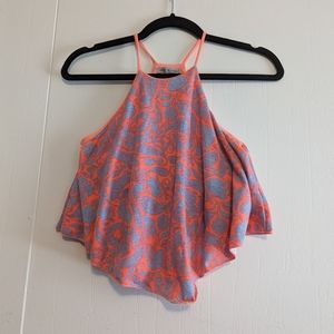 Small orange and blue crop tank